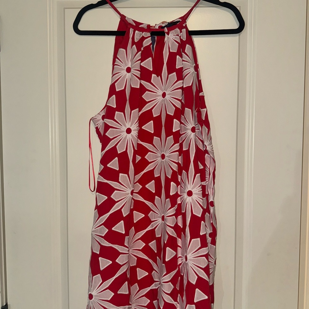 Skies Are Blue Red and White Floral Mini Dress